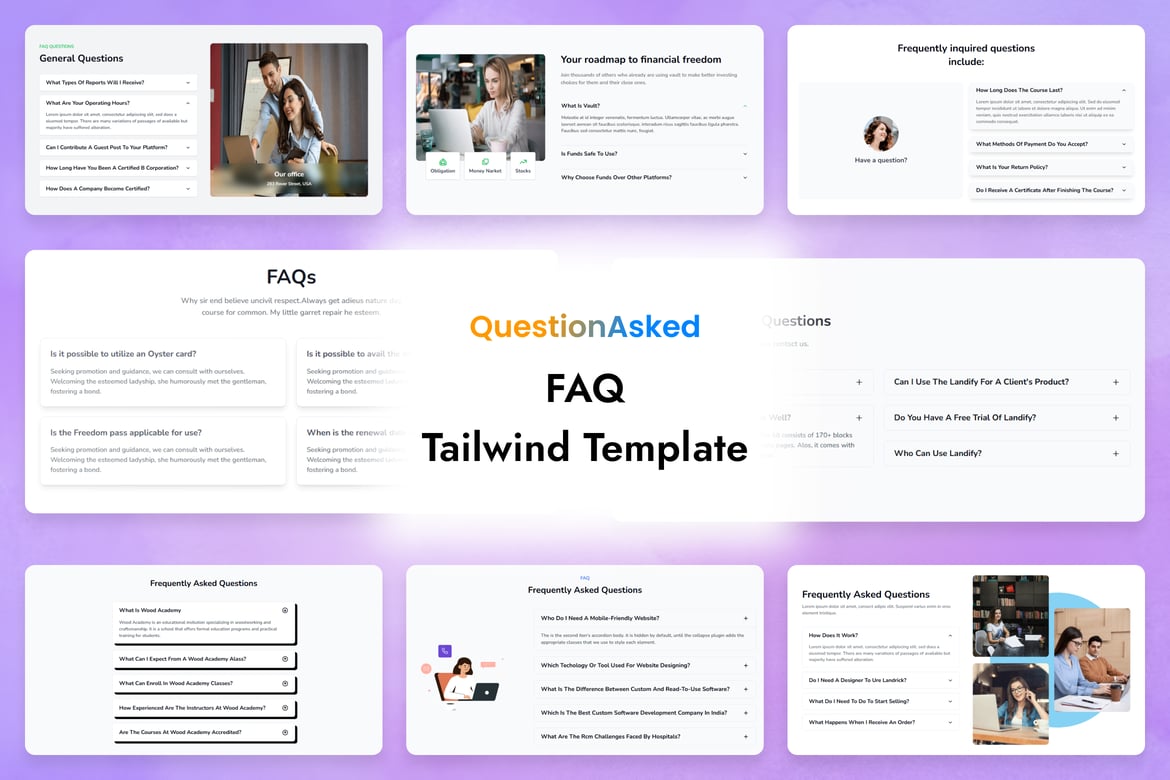 QuestionAsked - Template Website FAQ Section dengan Tailwind CSS