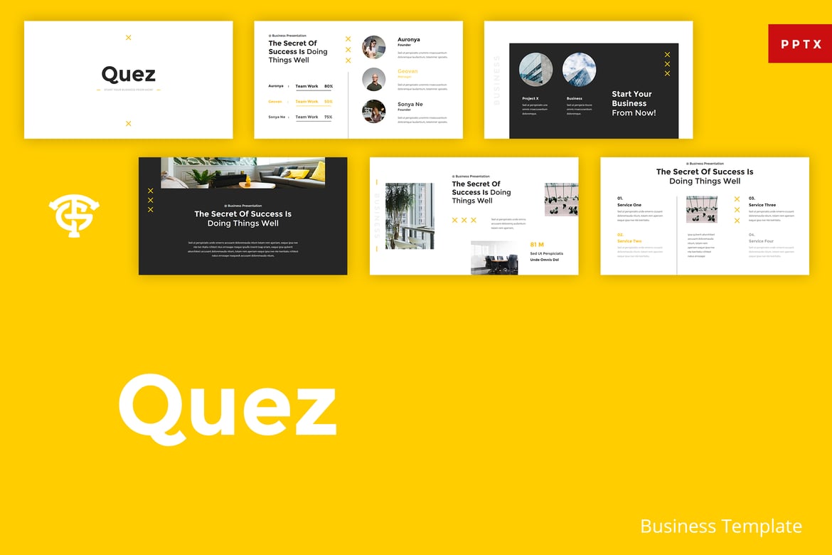 Template Presentasi PowerPoint Quez Business yang Kreatif dan Profesional