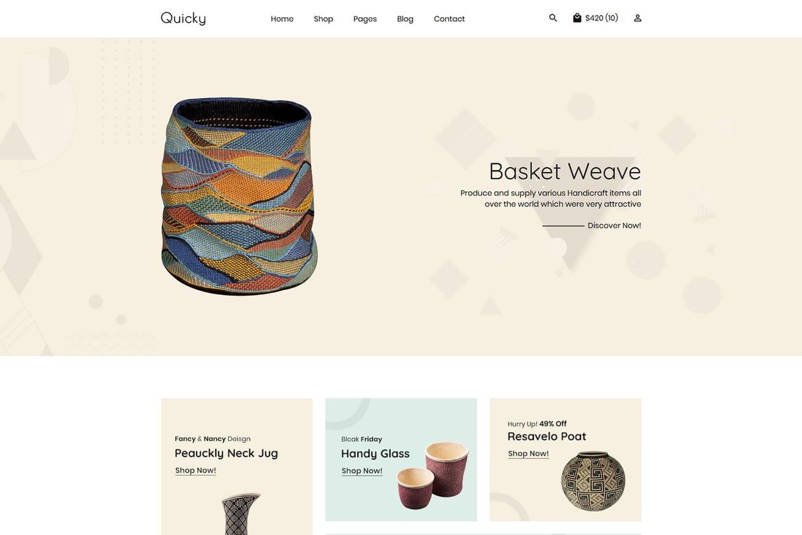 Quicky - Template HTML eCommerce Minimalis yang Menarik