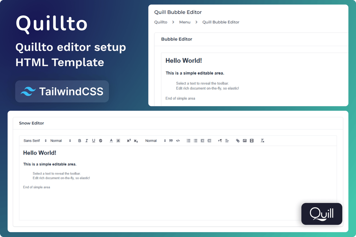 Template Web Editor QuillJS - Quillto yang Modern dan Responsif