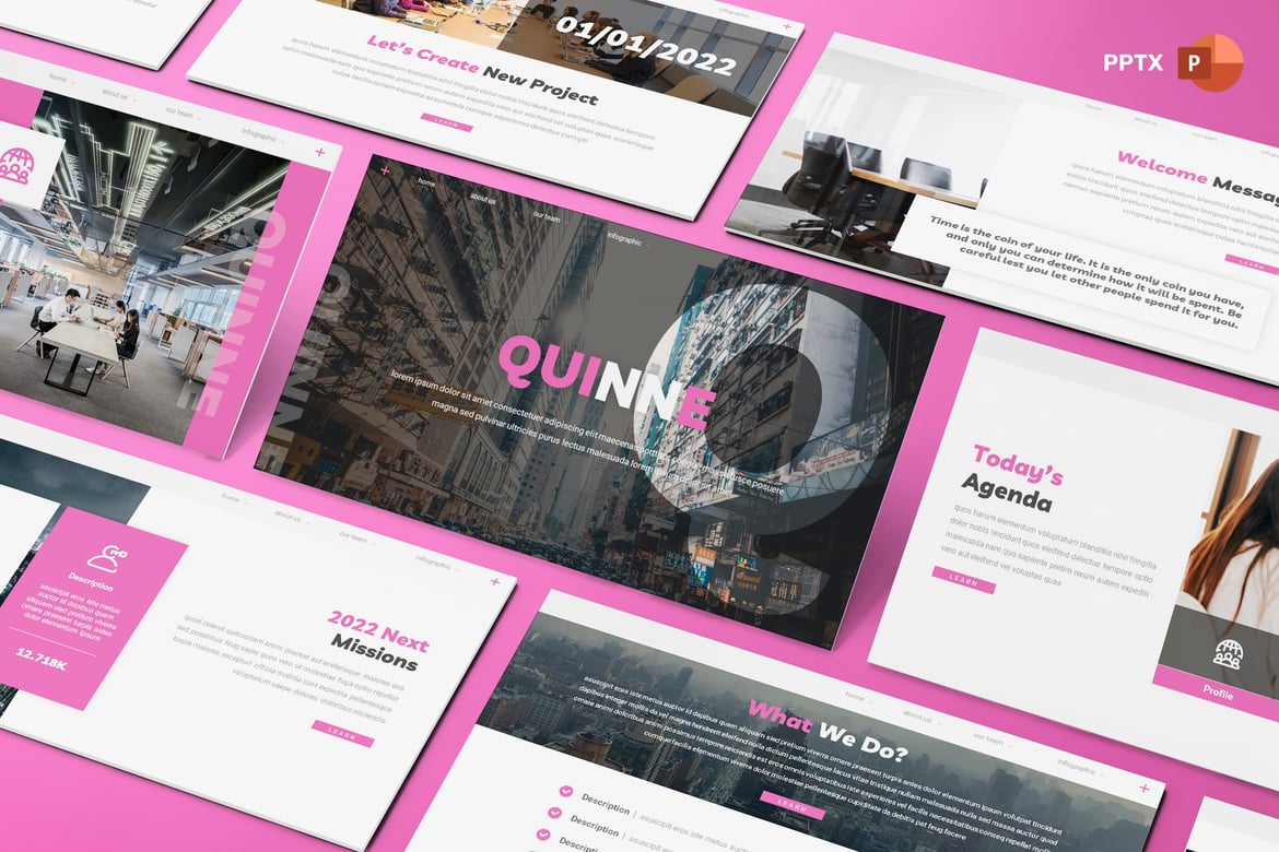Quinne - Template PowerPoint Kreatif untuk Presentasi Menarik