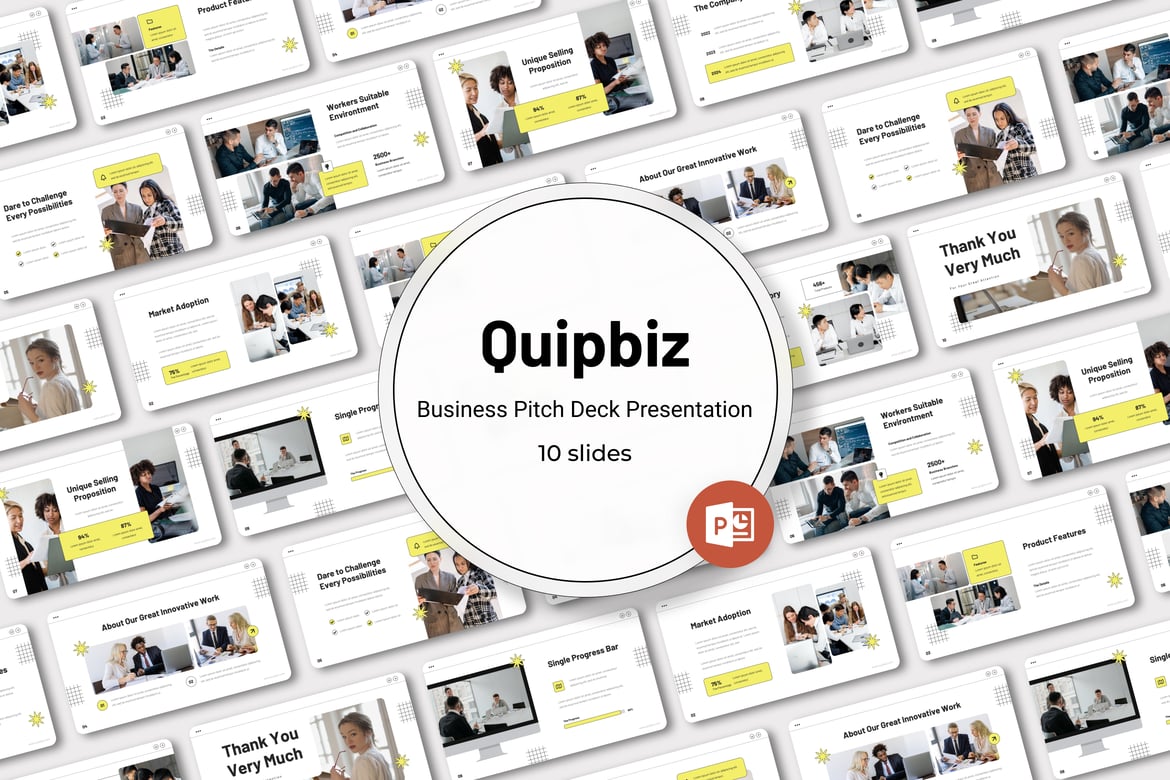 Quipbiz - Template Presentasi Pitch Bisnis Powerpoint yang Menakjubkan