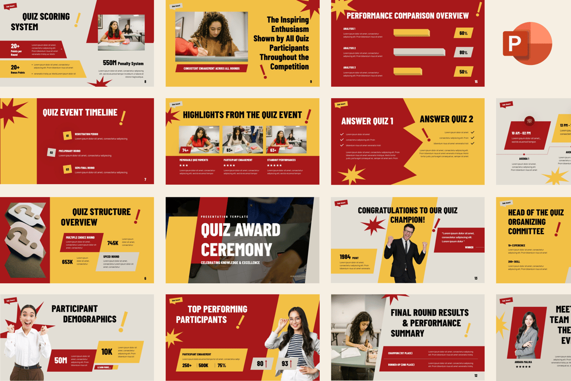 Template PowerPoint Penghargaan Quiz yang Menarik