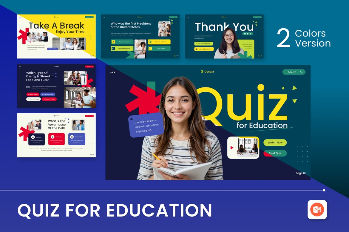 Template Presentasi PowerPoint Kuis Edukasi Interaktif