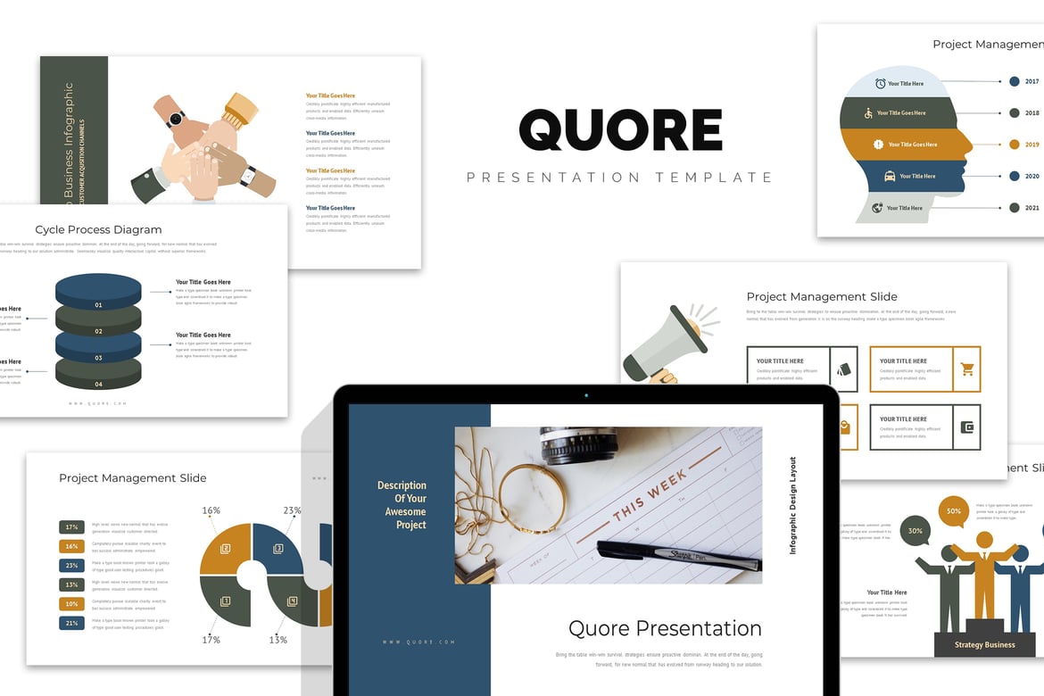 Quore: Template Presentasi PowerPoint Infografis Vektor untuk Bisnis