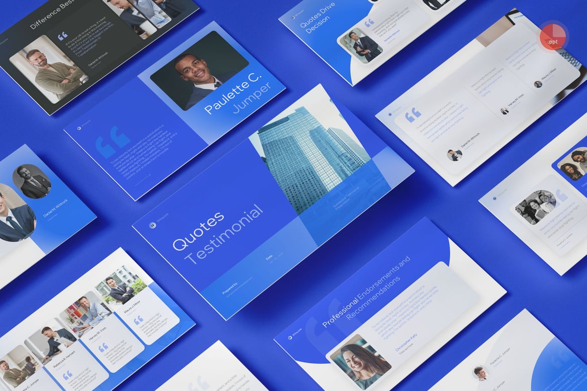 Template Presentasi PowerPoint Kutipan & Testimoni yang Menarik