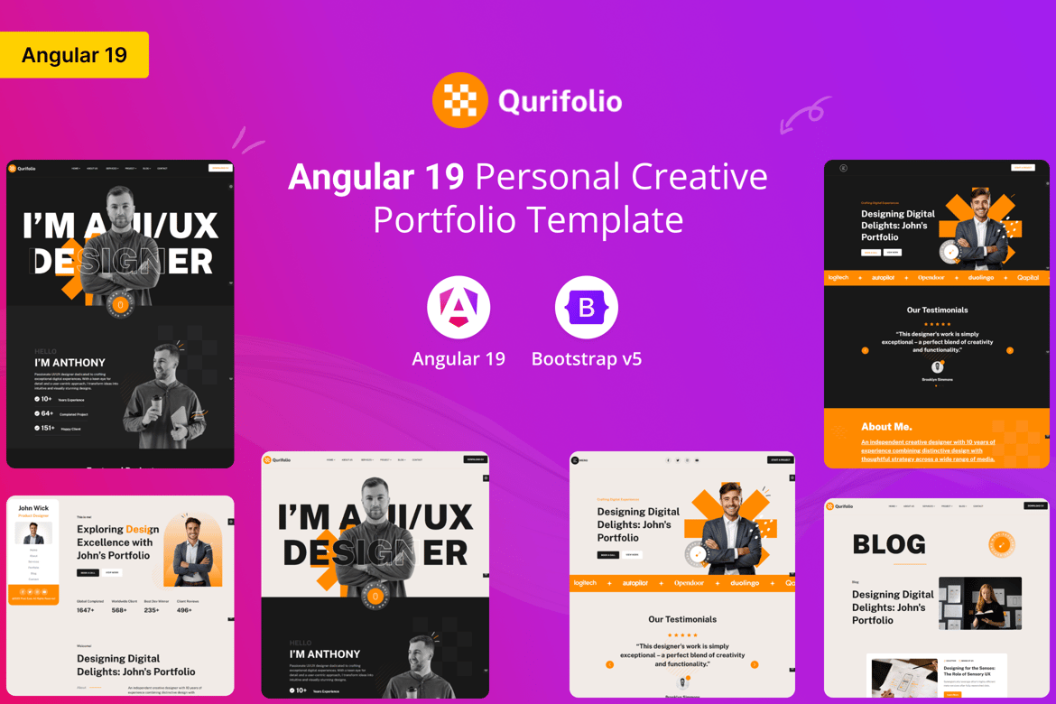 Qurifolio - Template Website Portofolio Kreatif Pribadi Angular 19