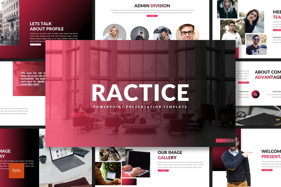 Ractice - Template Powerpoint Bisnis yang Kreatif dan Minimalis