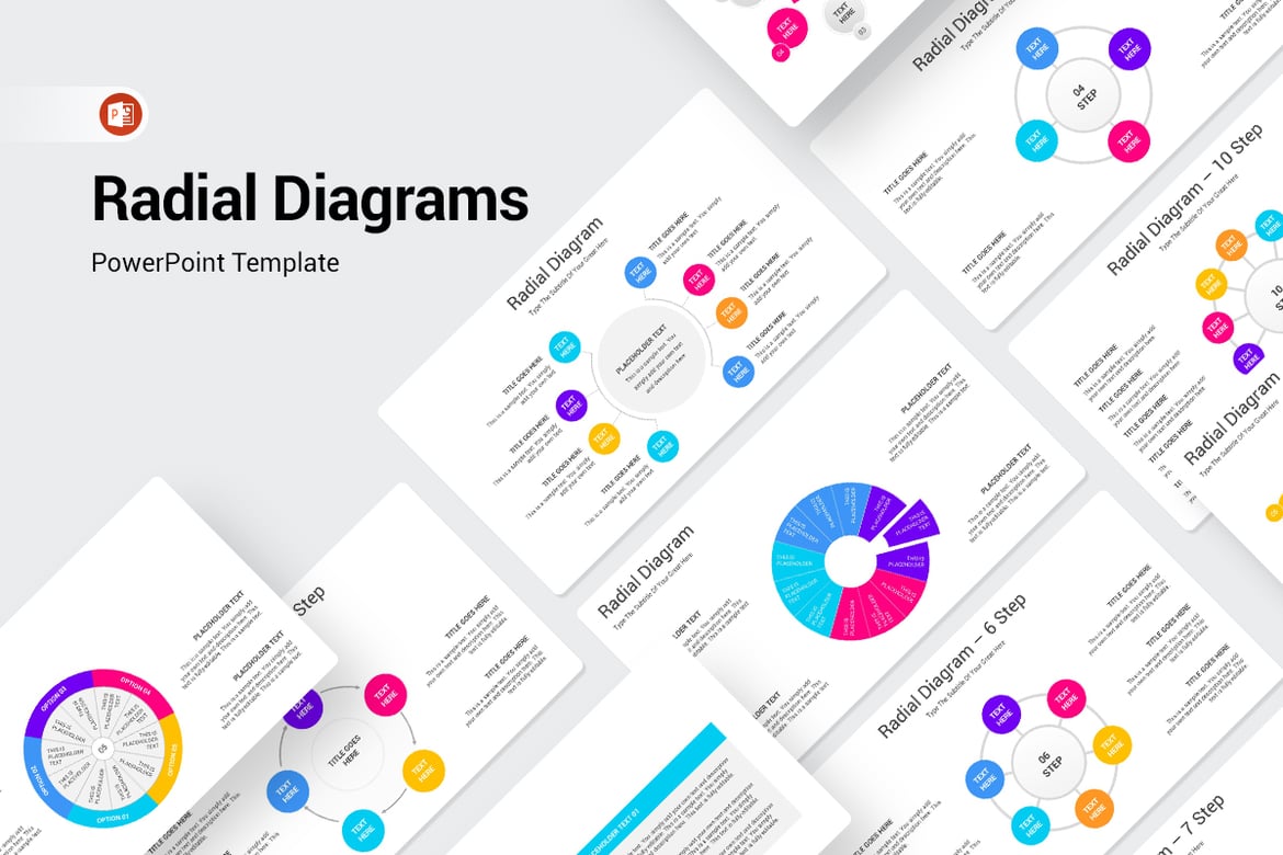 Template Presentasi PowerPoint Diagram Radial yang Menarik