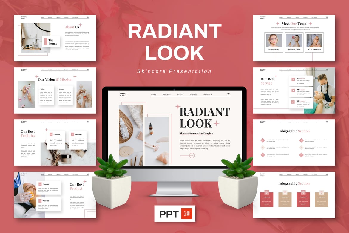 Template Presentasi Kosmetik - Radiant Look yang Menawan
