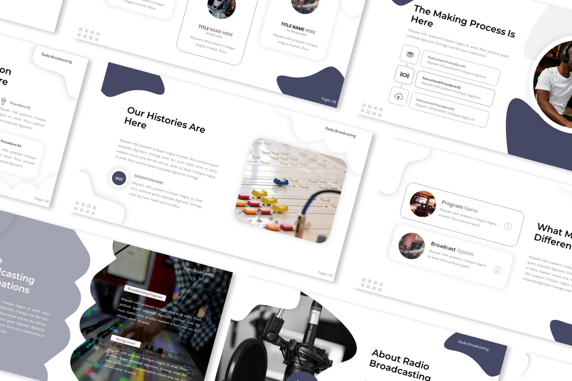 Template Presentasi PowerPoint untuk Penyiaran Radio yang Menarik