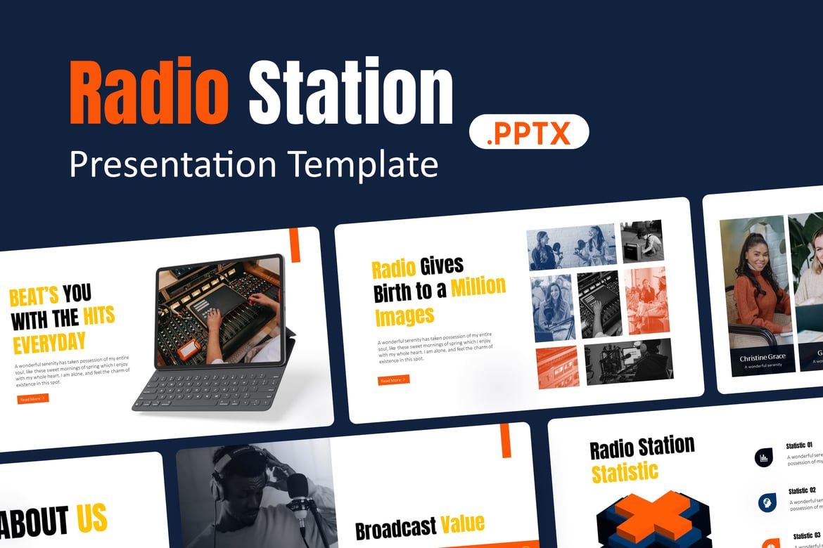 Template Presentasi Powerpoint Stasiun Radio yang Modern dan Profesional