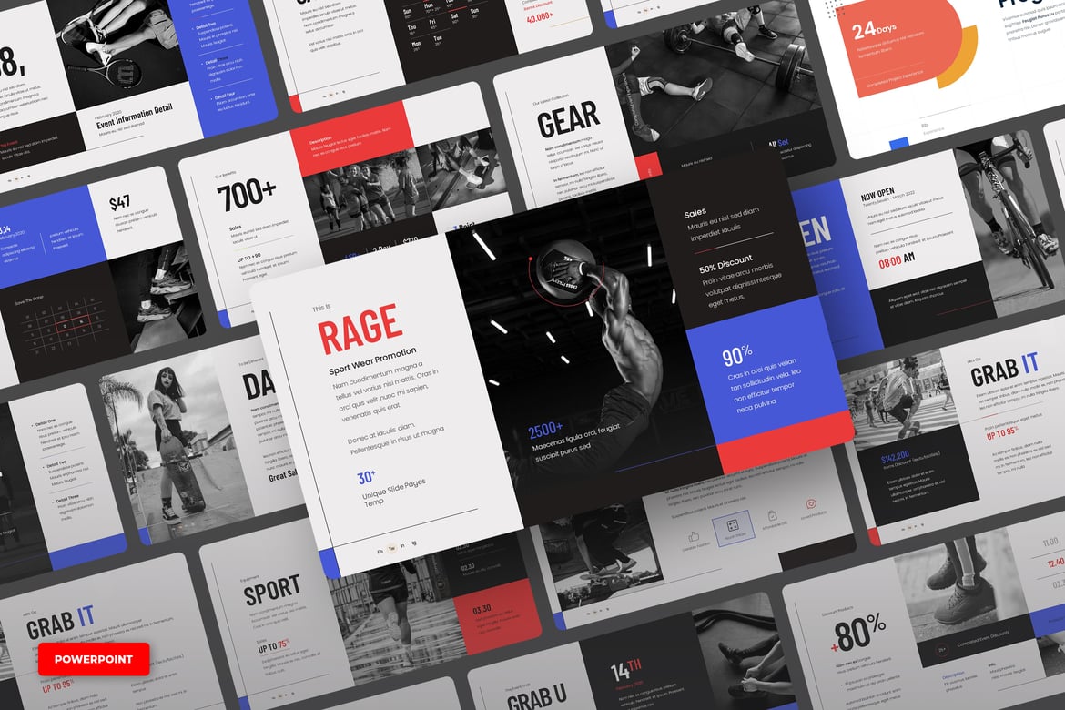 Template PowerPoint RAGE - Presentasi Promosi Sport Wear yang Menarik