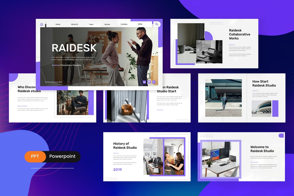 Raidesk - Template PowerPoint Bisnis Modern yang Menarik