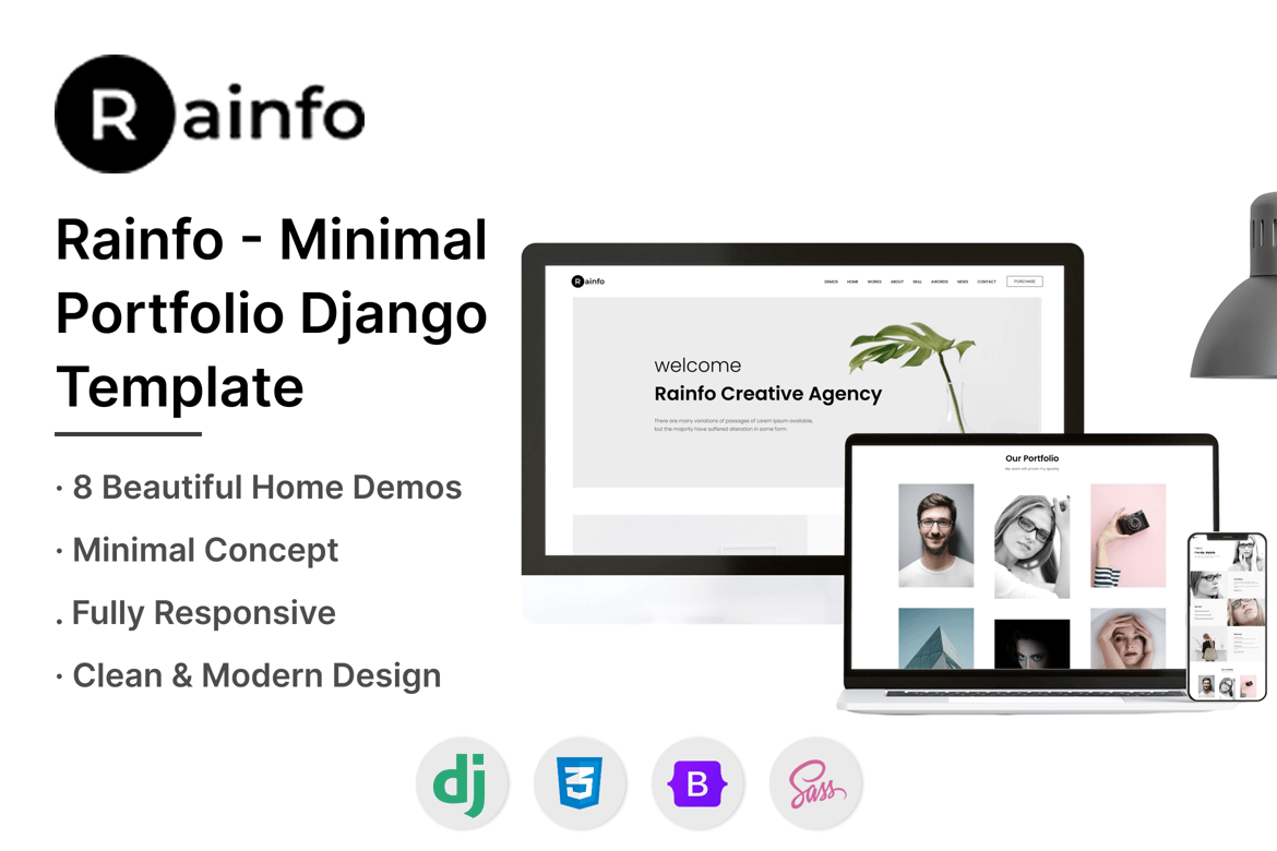 Rainfo - Template Website Django untuk Agensi dan Portofolio Kreatif
