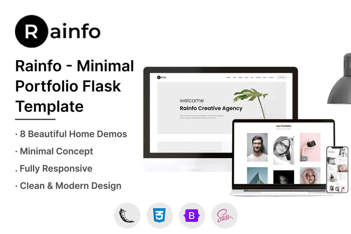 Rainfo - Template Website Kreatif untuk Agensi dan Portofolio