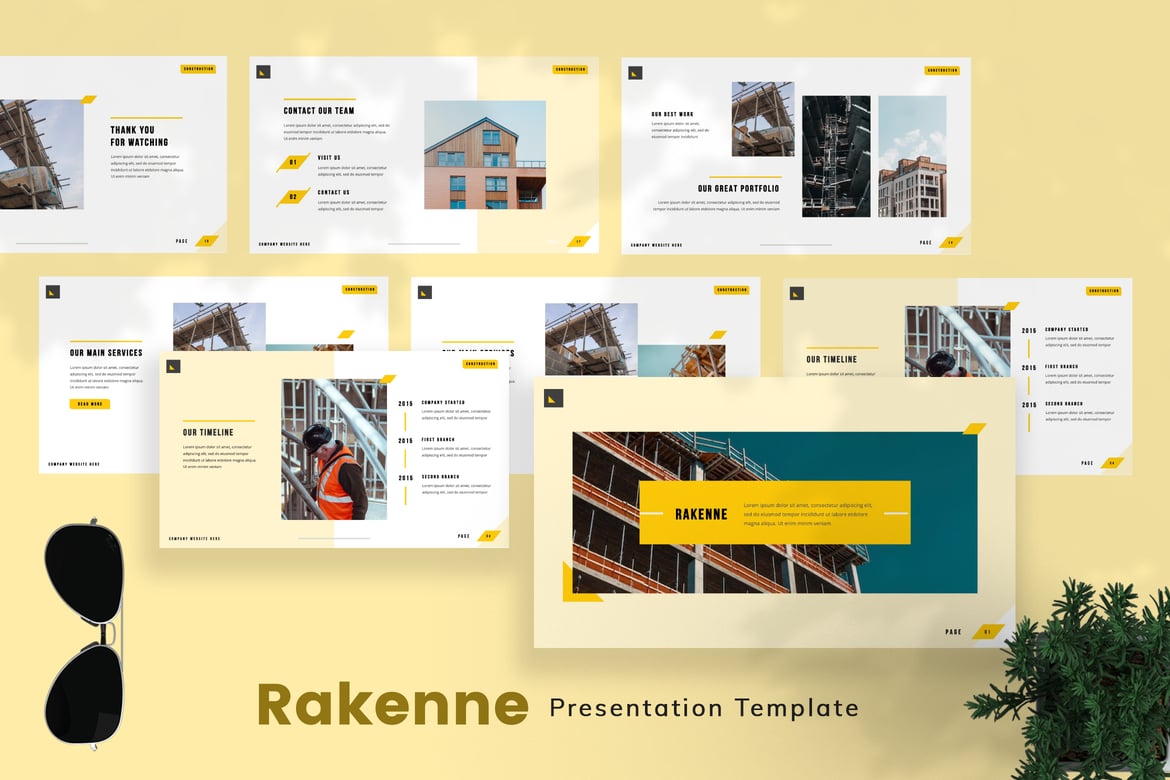 Rakenne — Template Powerpoint Konstruksi yang Menarik