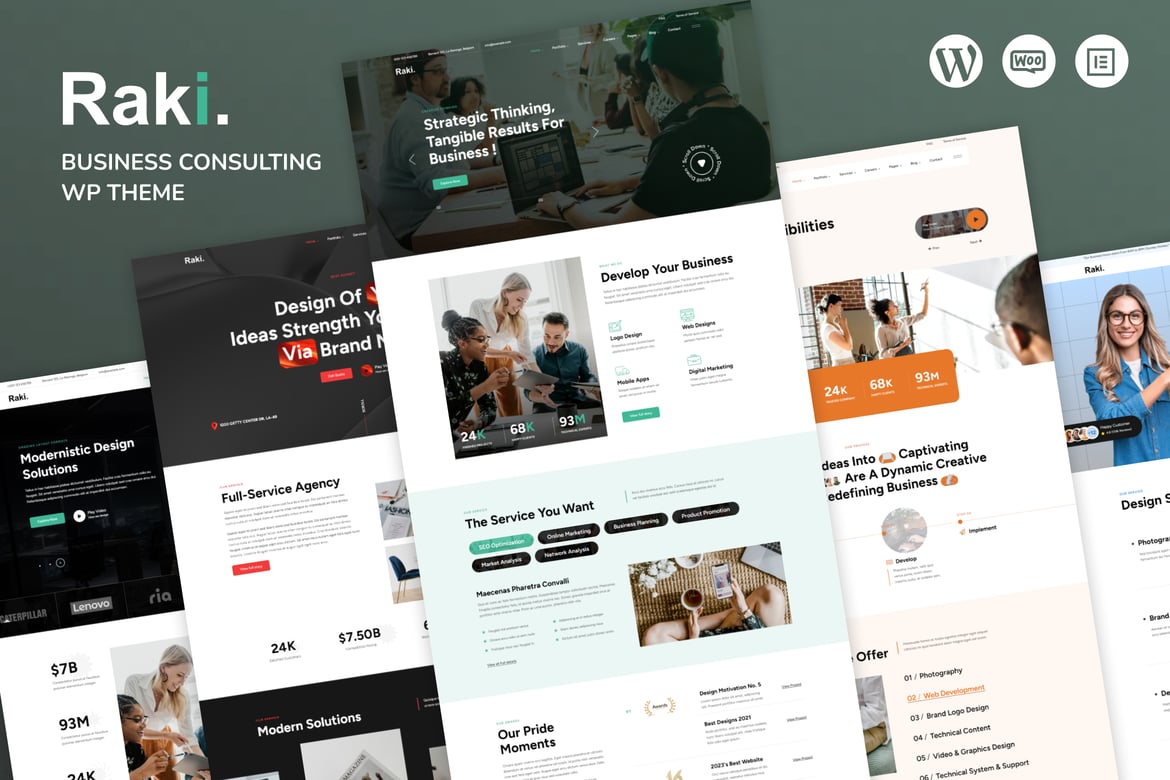 Raki - Tema WordPress Konsultasi Bisnis yang Kreatif