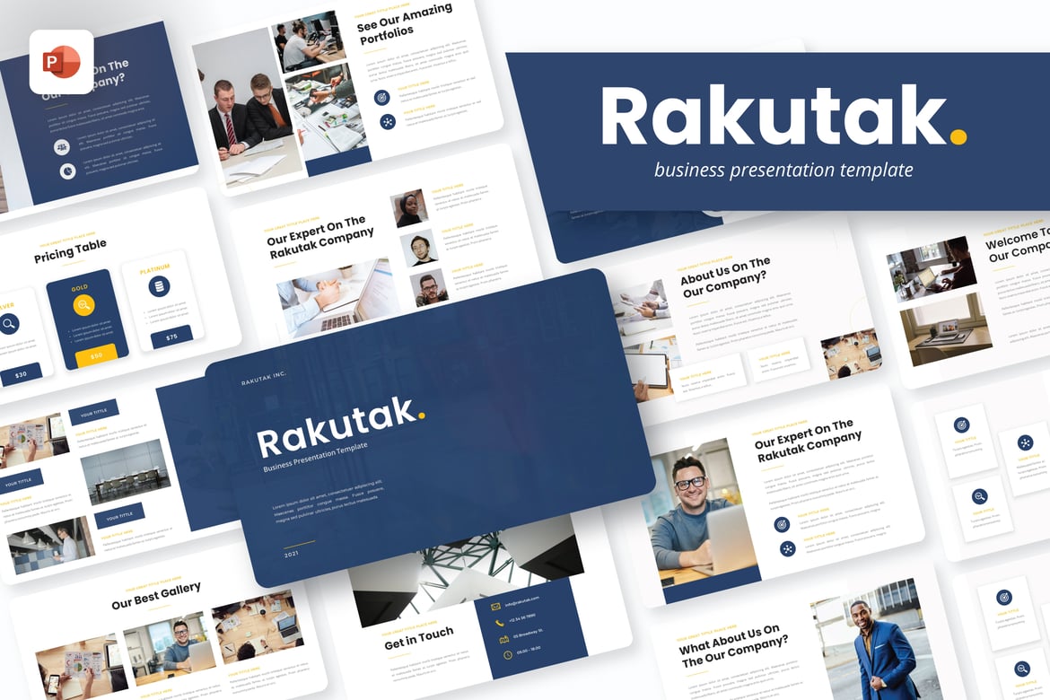 Template PowerPoint Bisnis Rakutak yang Menarik dan Profesional