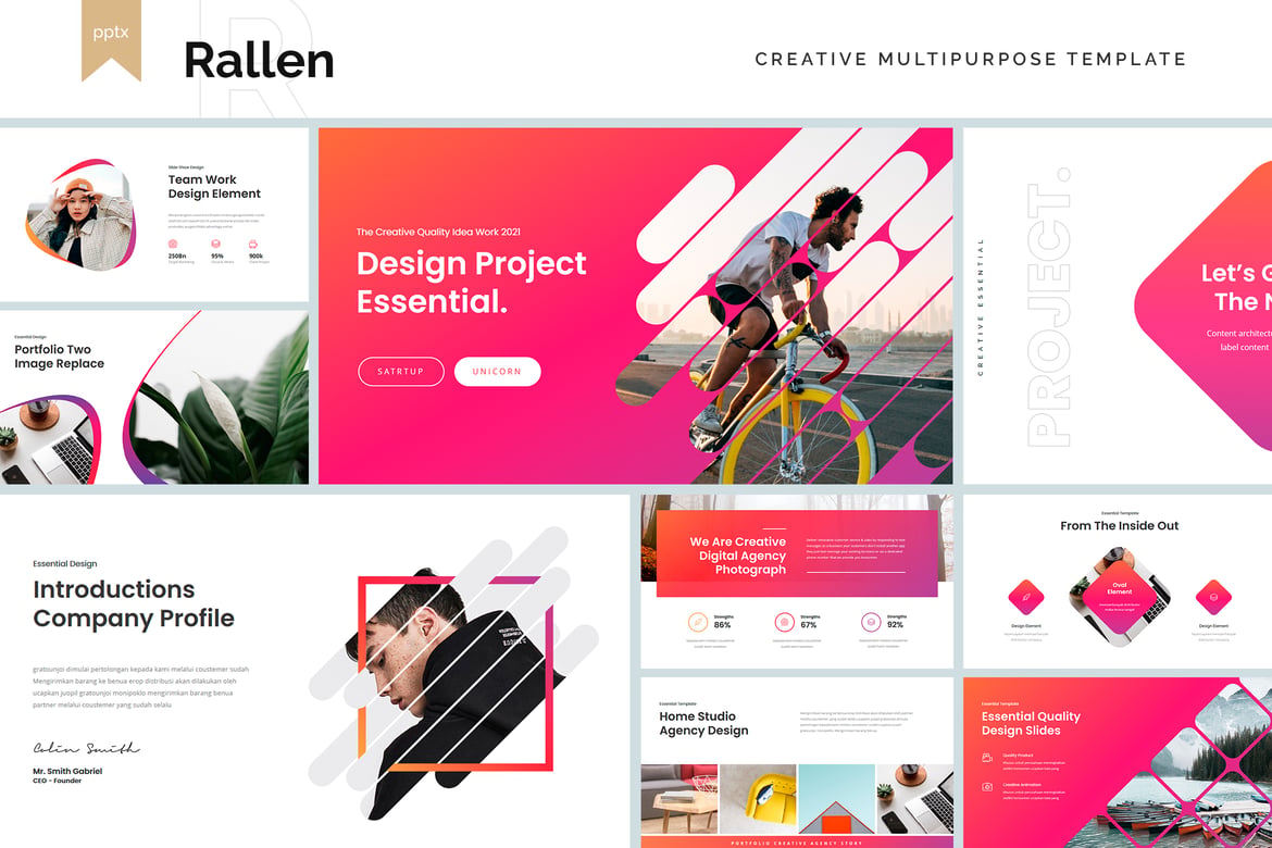 Template Presentasi PowerPoint Rallen yang Minimalis dan Profesional