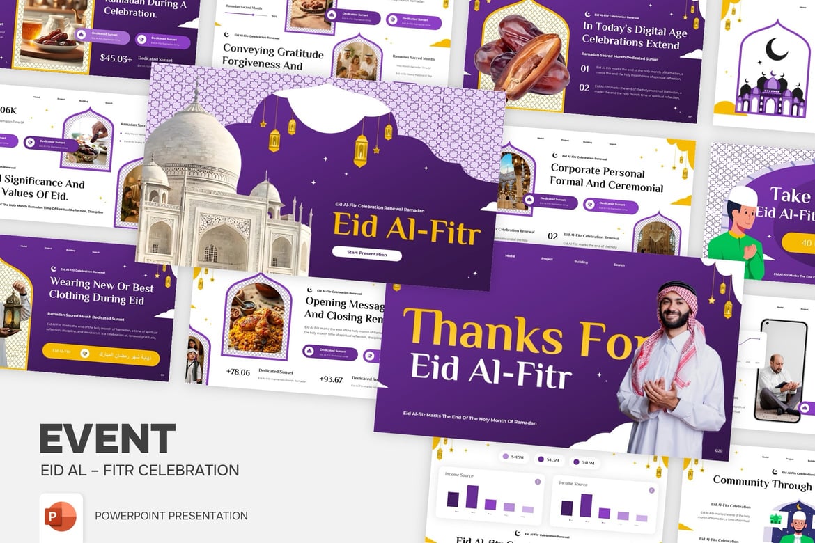 Template Presentasi PowerPoint Meriah untuk Perayaan Ramadan