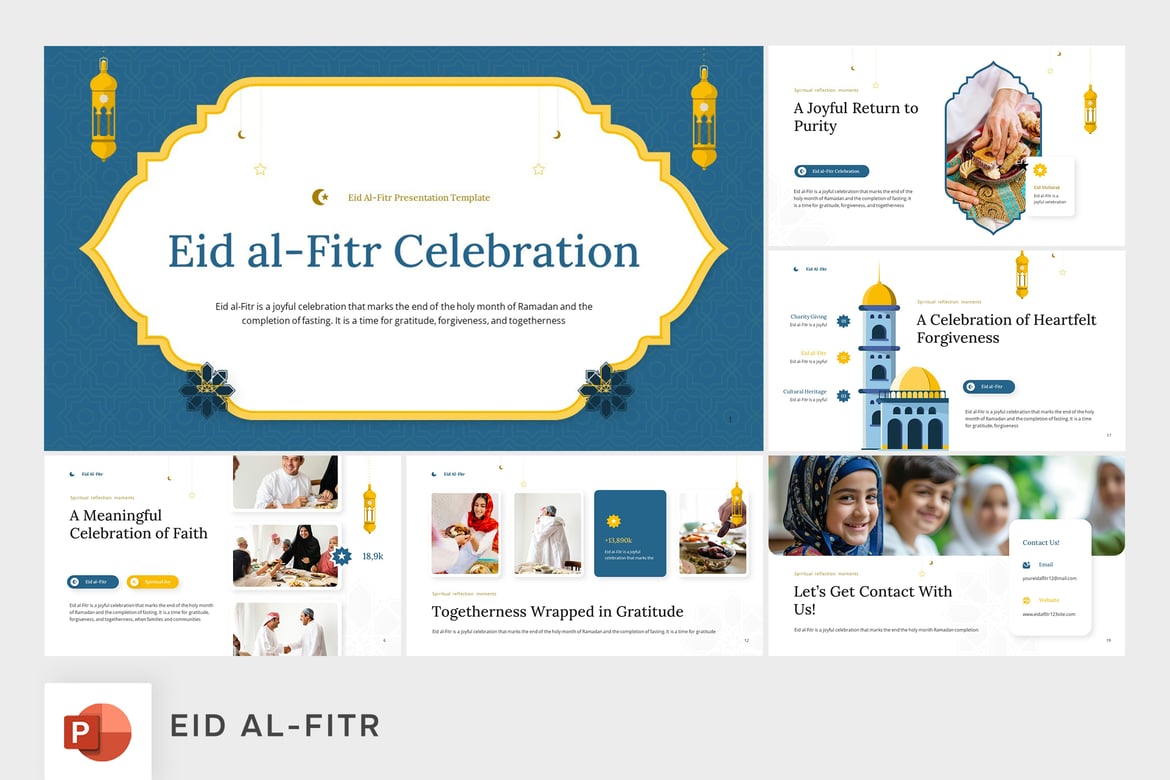 Template Presentasi Powerpoint untuk Eid Al-Fitr yang Menawan