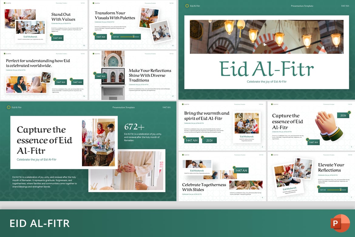 Template PowerPoint Ramadan & Eid Mubarak yang Elegan