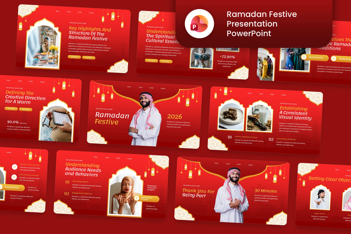 Template Powerpoint Festif Ramadan Kareem yang Menarik