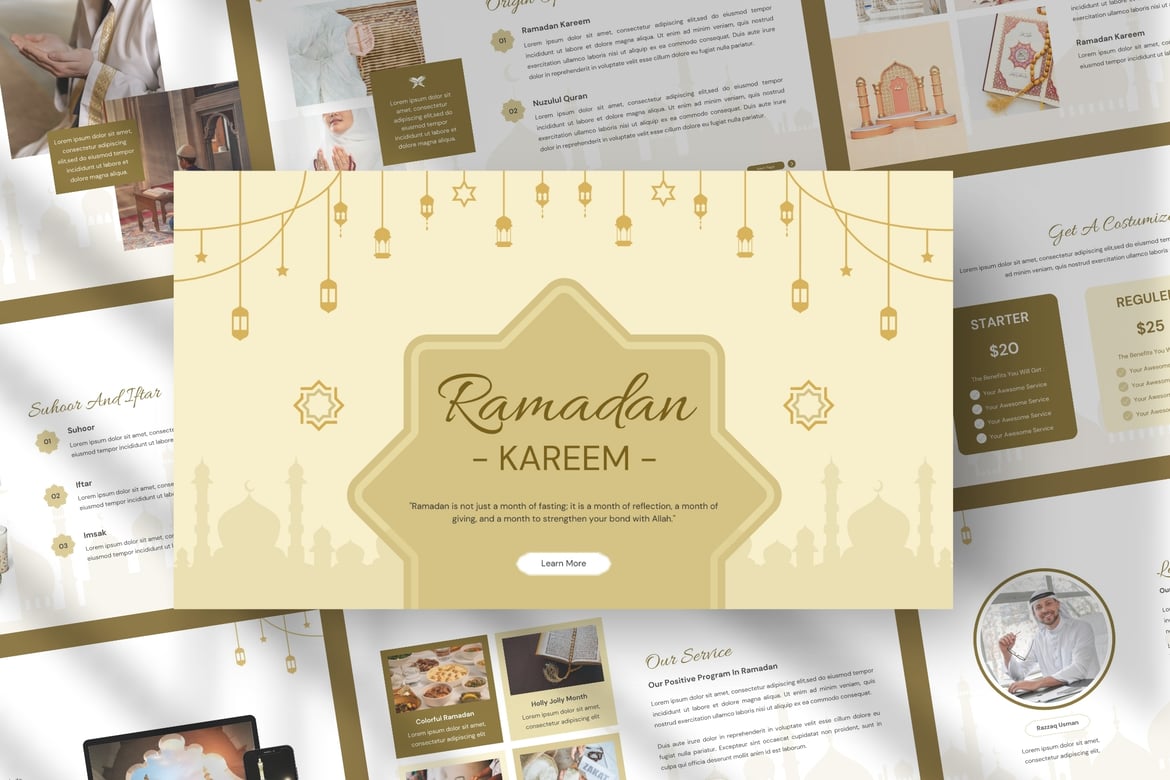 Template Presentasi PowerPoint Ramadan Kareem yang Menawan
