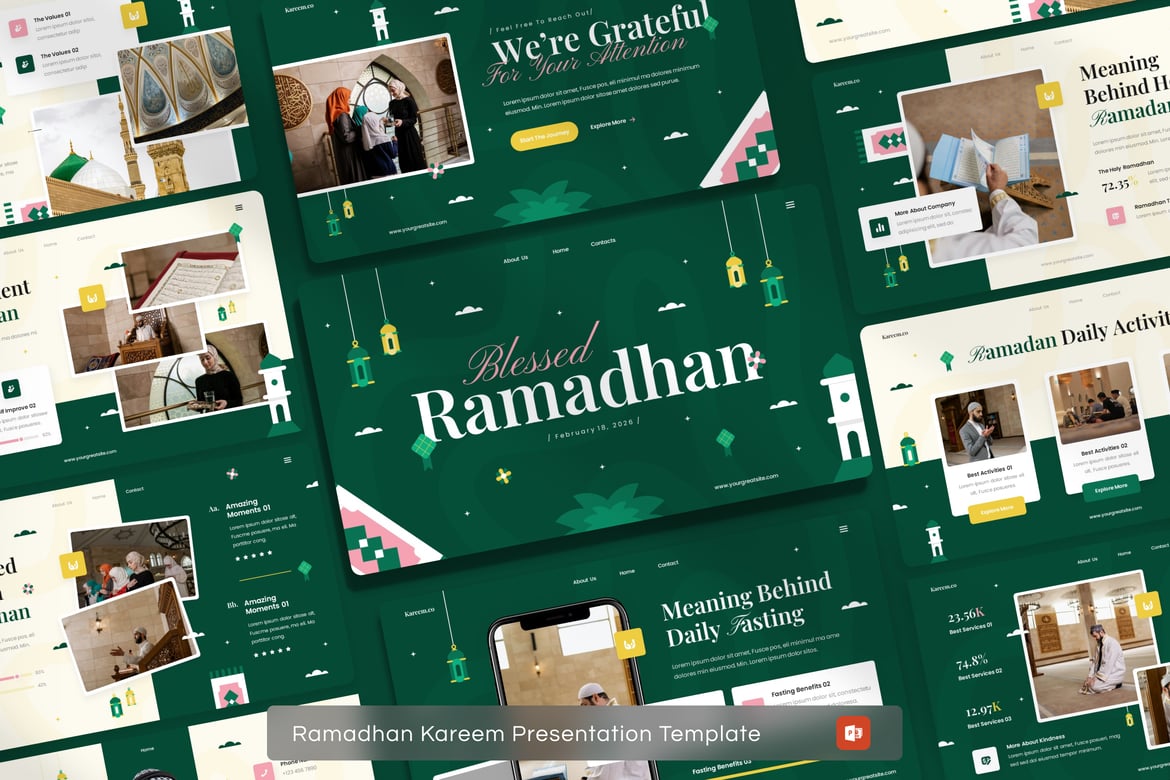 Template Presentasi PowerPoint Ramadan Kareem yang Menarik