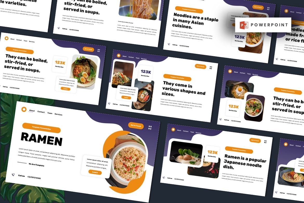 Template PowerPoint Ramen - Noodle & Makanan Jepang yang Menarik