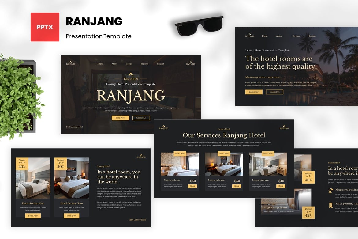 Template Presentasi Hotel Mewah Ranjang - Powerpoint yang Profesional dan Modern