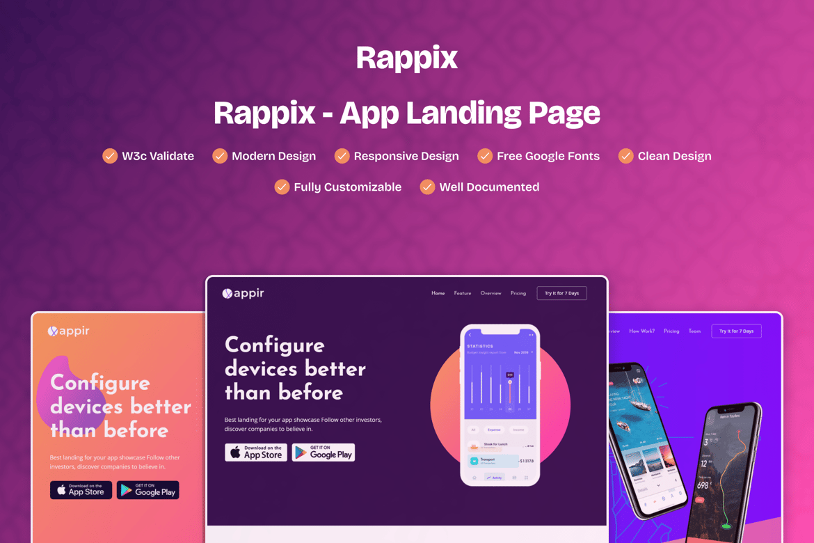 Rappix - Template Website Landing Page Aplikasi yang Menarik