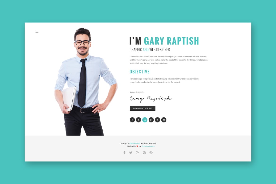 Raptish - Template Web vCard/Resume Premium yang Memukau