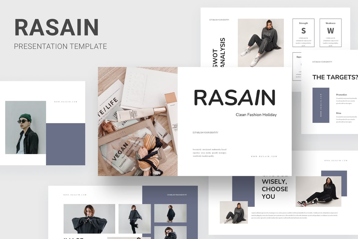 Rasain - Template PowerPoint Fashion Bersih untuk Liburan