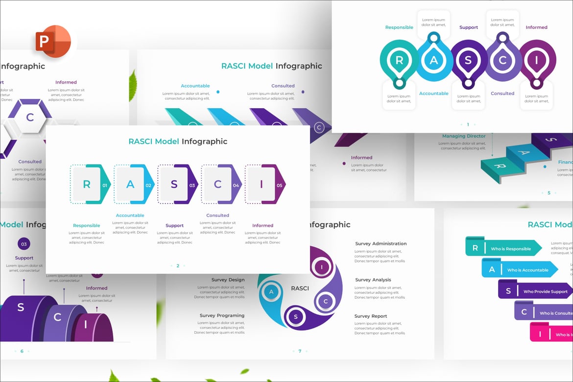 Template Presentasi PowerPoint Infografik Model RASCI yang Menarik