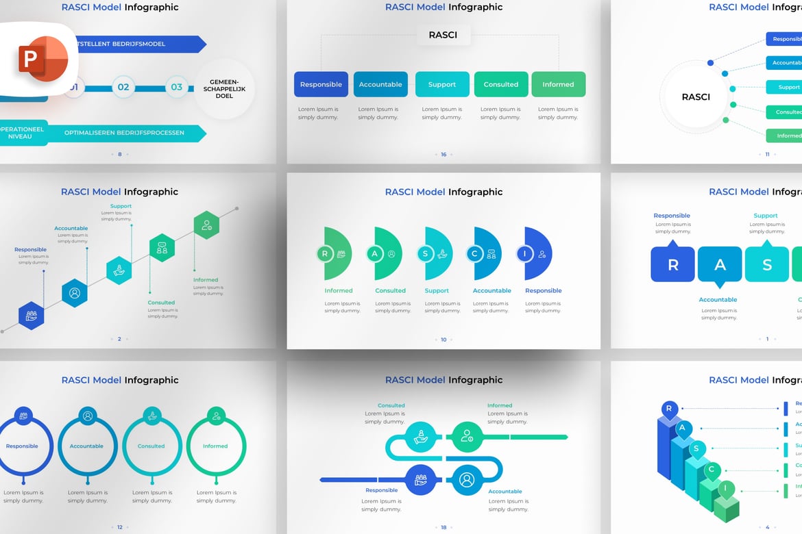 Template Presentasi PowerPoint Infografis Model RASCI yang Menarik