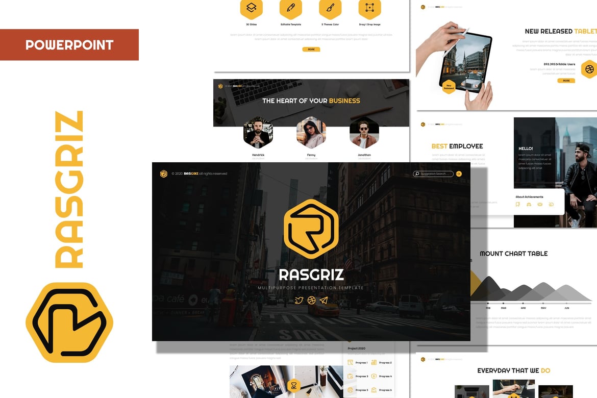 Rasgriz - Template PowerPoint Serbaguna yang Modern dan Kreatif