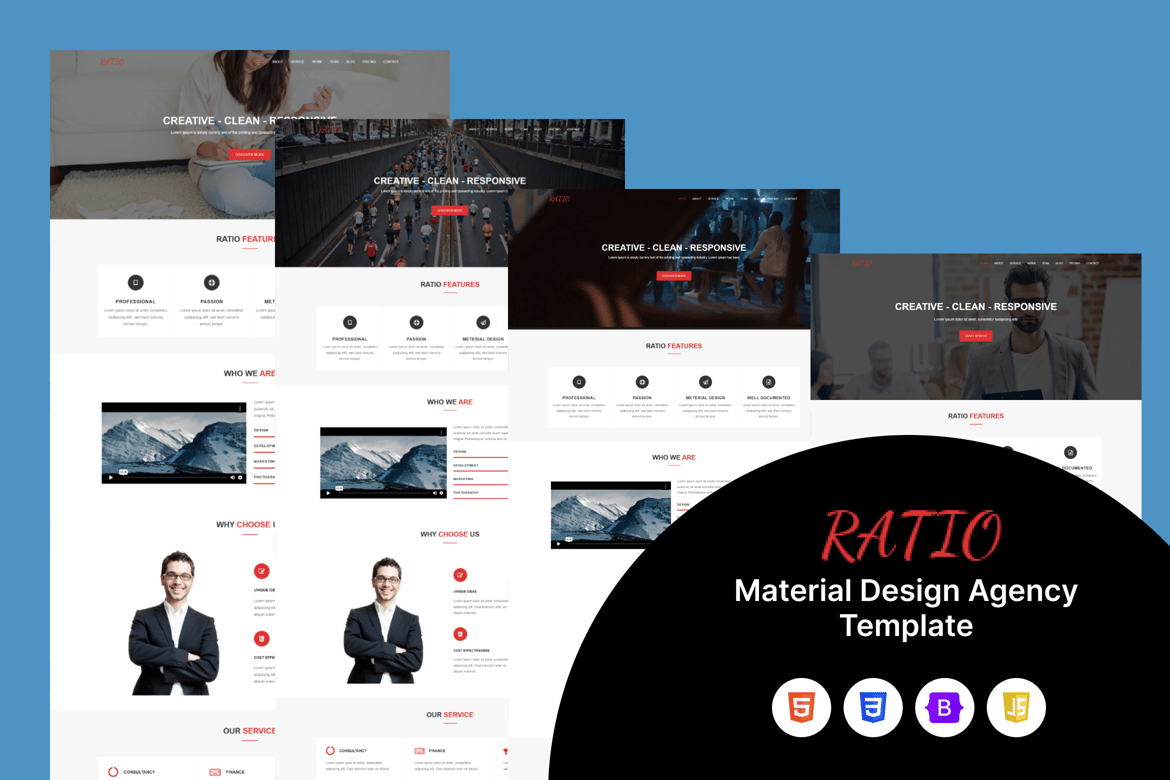 Template Web Ratio - Desain Material untuk Agensi Anda