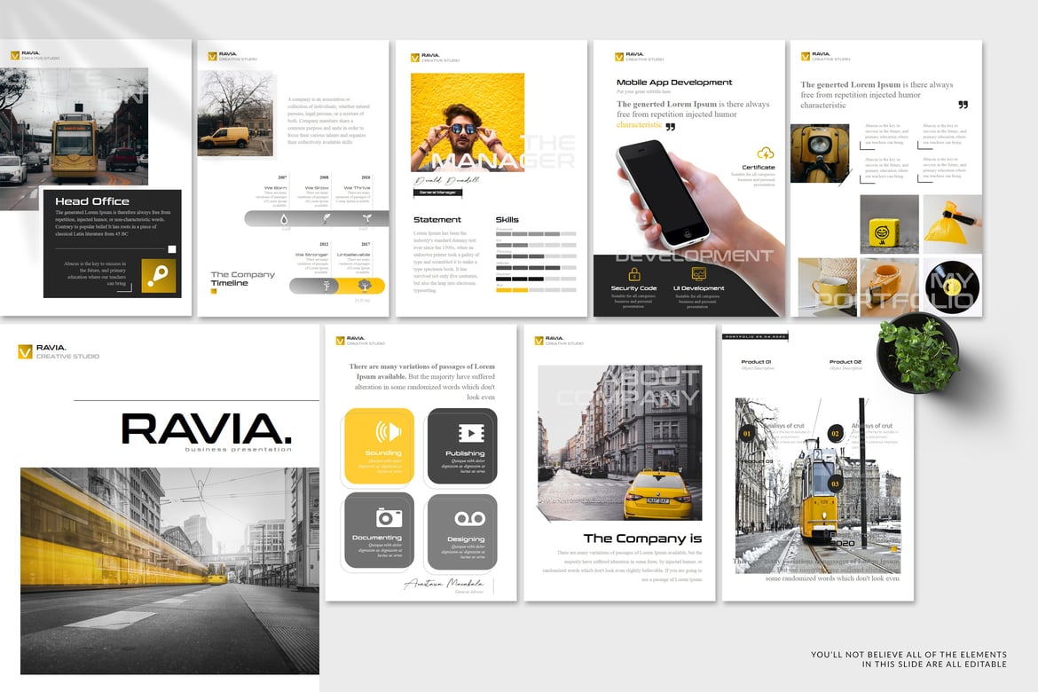 Template Powerpoint Ravia A4 yang Kreatif dan Profesional