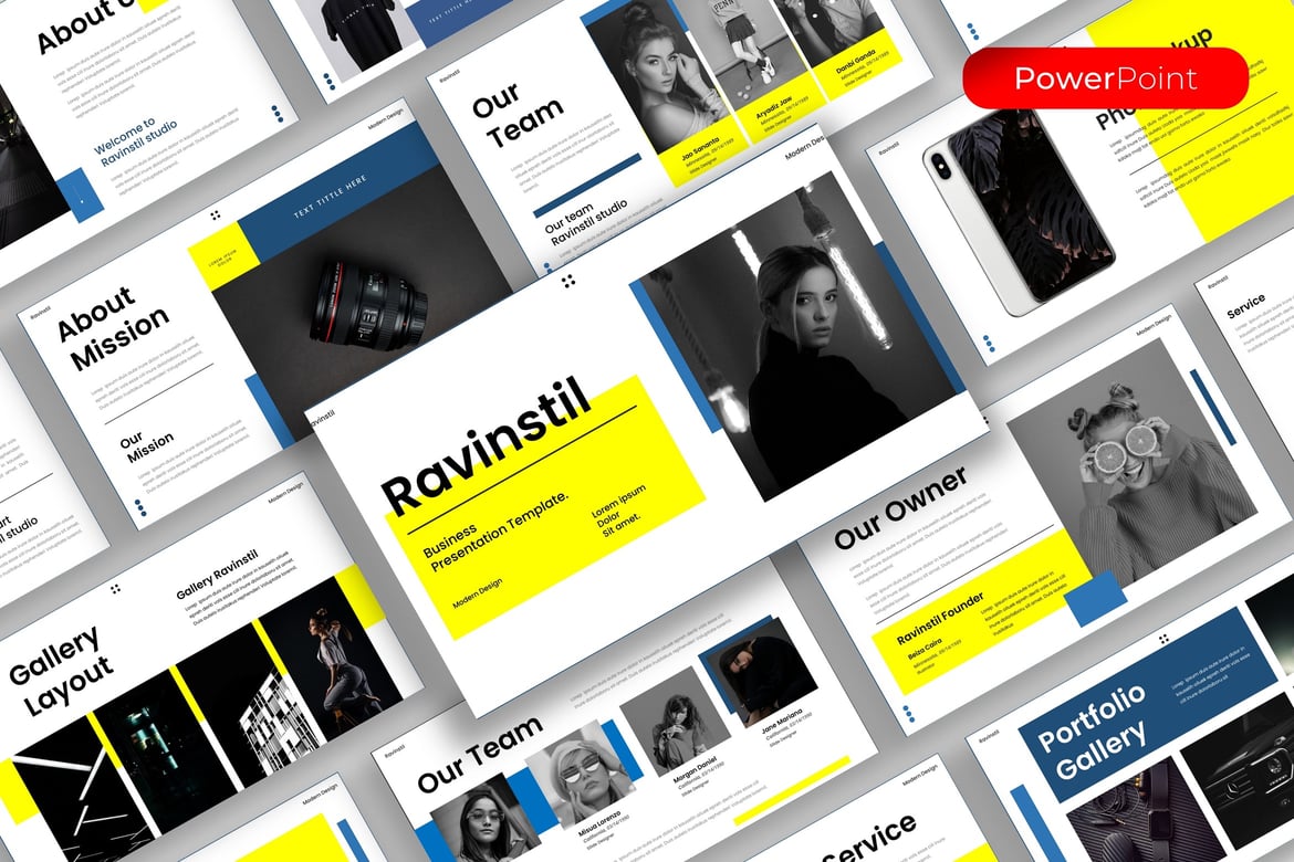 Template Presentasi PowerPoint Ravinstil untuk Bisnis yang Menarik