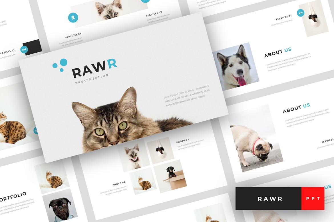 Rawr - Template Presentasi PowerPoint Layanan Hewan Peliharaan