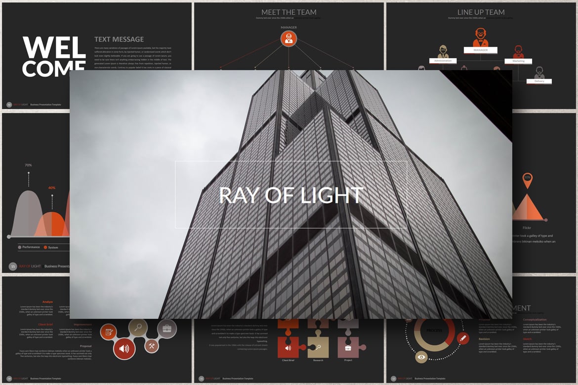 Template Presentasi Powerpoint RAY OF LIGHT yang Menarik