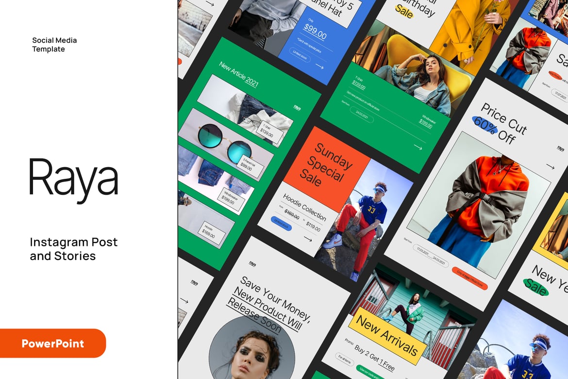 RAYA - Template PowerPoint Instagram Fashion yang Menarik