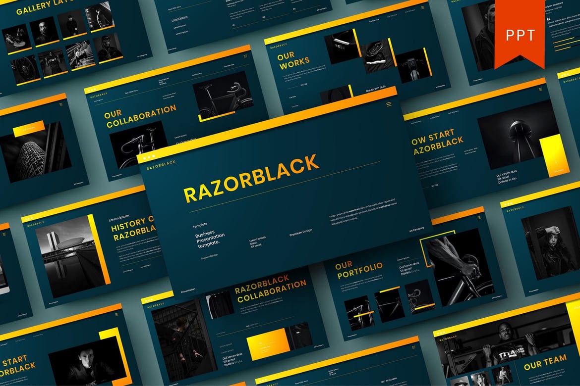 Razorblack – Template PowerPoint Bisnis yang Menarik