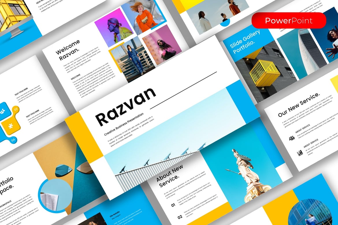 Template Presentasi PowerPoint Kreatif Razvan yang Menarik