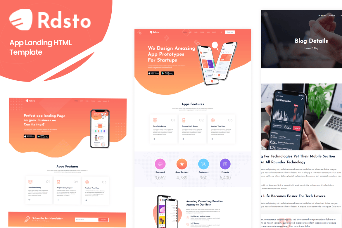 Rdsto - Template Website Landing App Modern dan Menarik