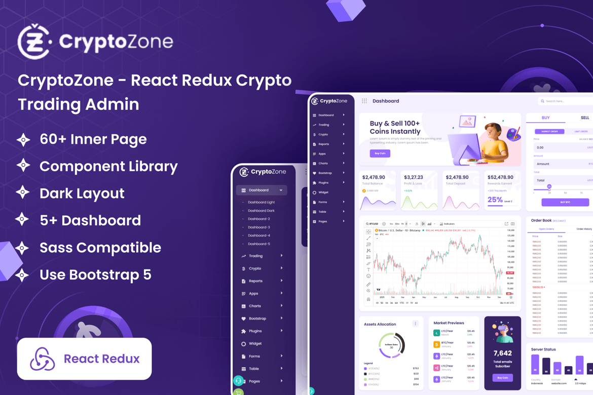 Template Website Admin Dashboard Perdagangan Kripto Modern