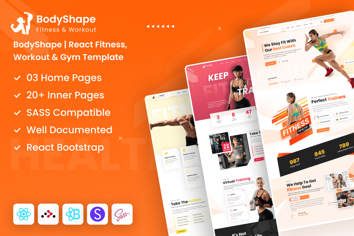 Template Website Kebugaran dan Gym BodyShape yang Dinamis