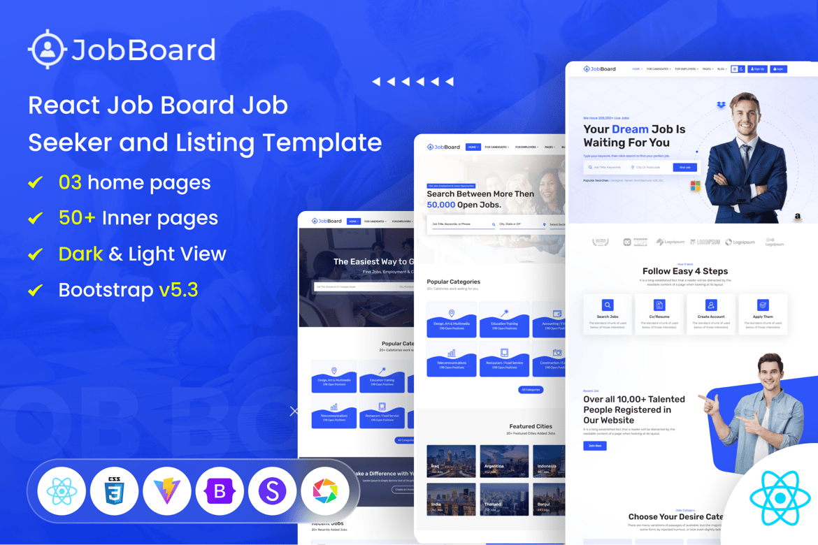 Template Website Job Board untuk Pencari Kerja dan Pengelolaan Lowongan